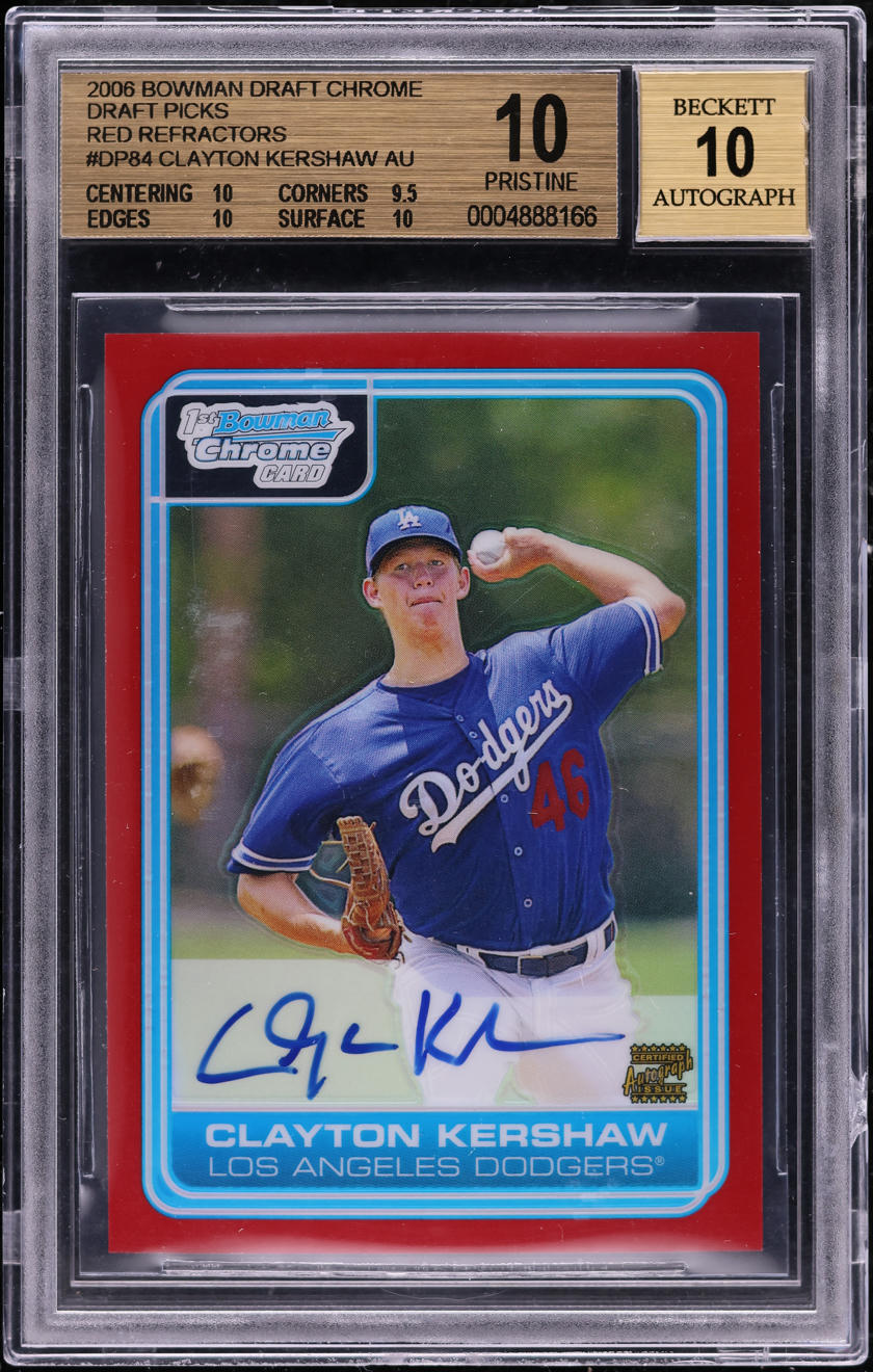 2006 Bowman Chrome DP Red Refractor Clayton Kershaw RC AUTO #84 BGS 10 PRISTINE
