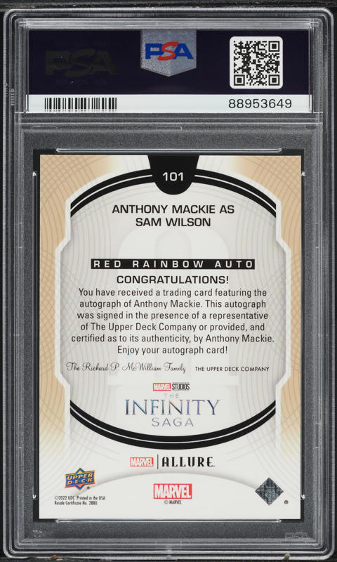 2022 Upper Deck Marvel Allure Red Rainbow Anthony Mackie AUTO #101