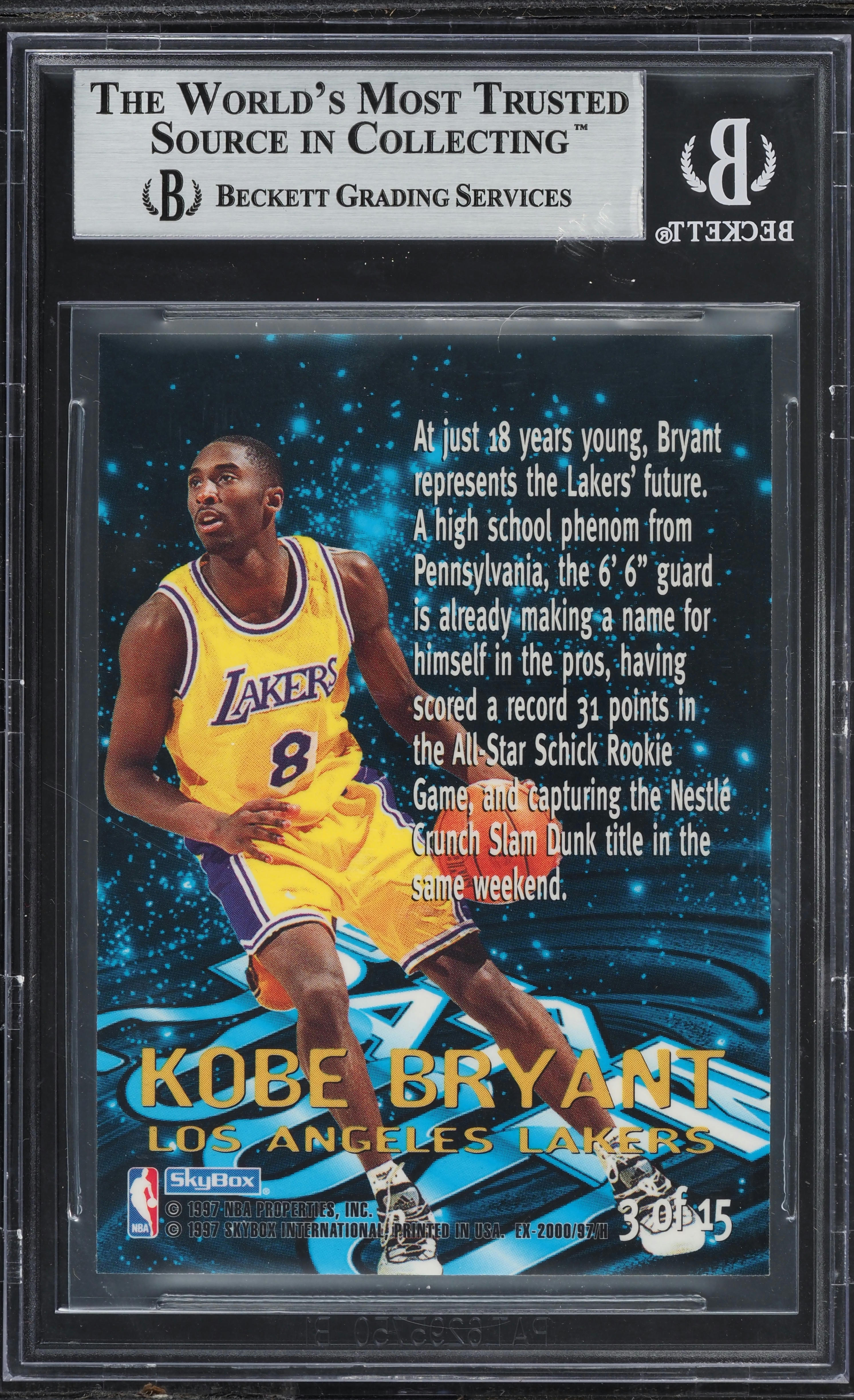 1996 Skybox E-X2000 Star Date 2000 Kobe Bryant ROOKIE #3 BGS 9