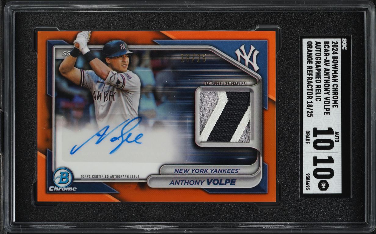2024 Bowman Chrome Orange Refractor Anthony Volpe PATCH AUTO /25 