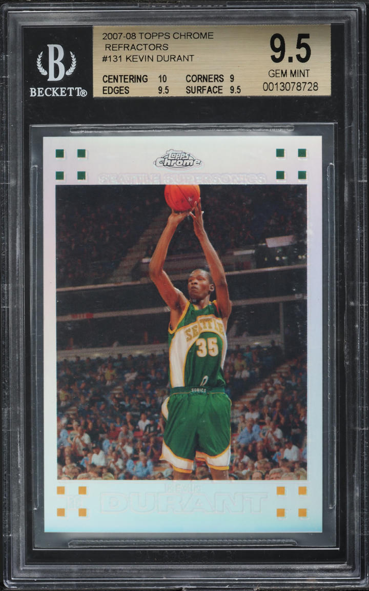 2007 Topps Chrome Refractor Kevin Durant ROOKIE /1499 #131 BGS 9.5