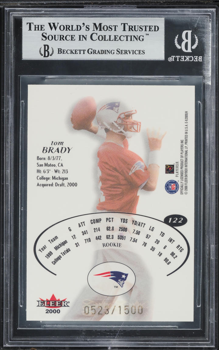 2000 Fleer E-X Tom Brady ROOKIE /1500 #122 BGS 9 MINT