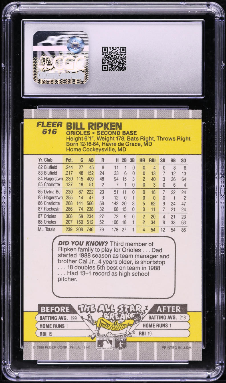 1989 Fleer Bill Ripken FF ERROR #616 CGC 8 NM-MT