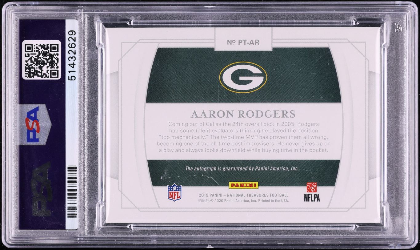 2019 National Treasures Personalized Holo Silver Aaron Rodgers AUTO 1/5 PSA 9