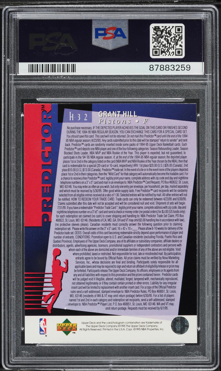 1994 Upper Deck Predictor Award Winners Red Grant Hill #H32 PSA 8 NM-MT