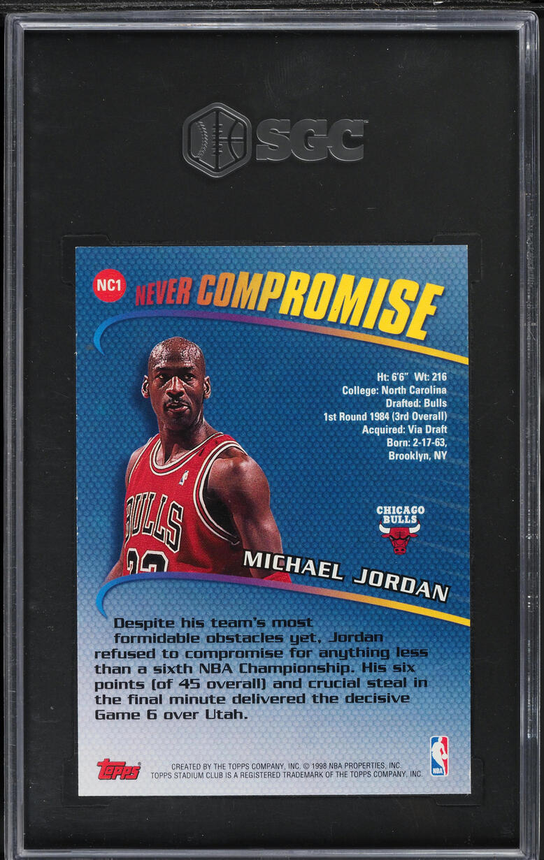 1998 Stadium Club Never Compromise Michael Jordan #NC1 SGC 9 MINT