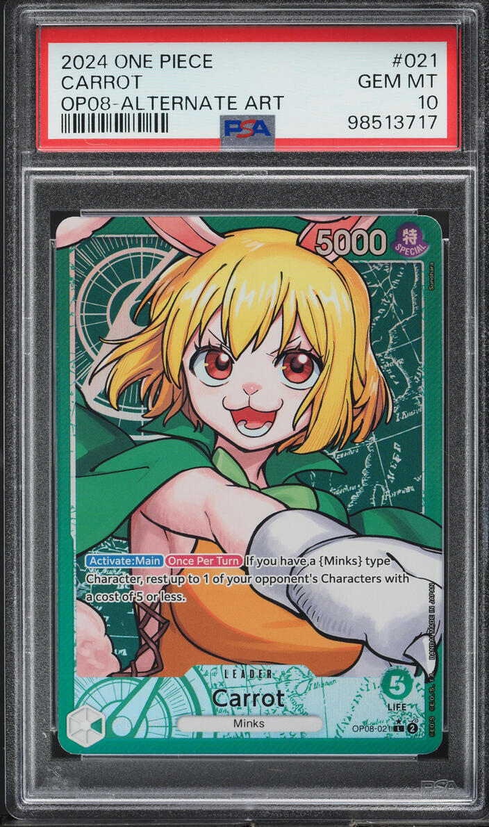 2024 One Piece Two Legends Alternate Art Carrot #OP08-021 PSA 10