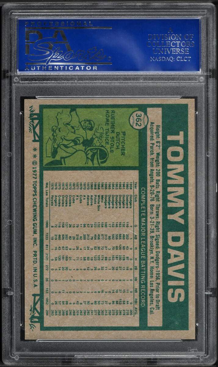1977 Topps Tommy Davis #362 PSA 10 GEM MINT