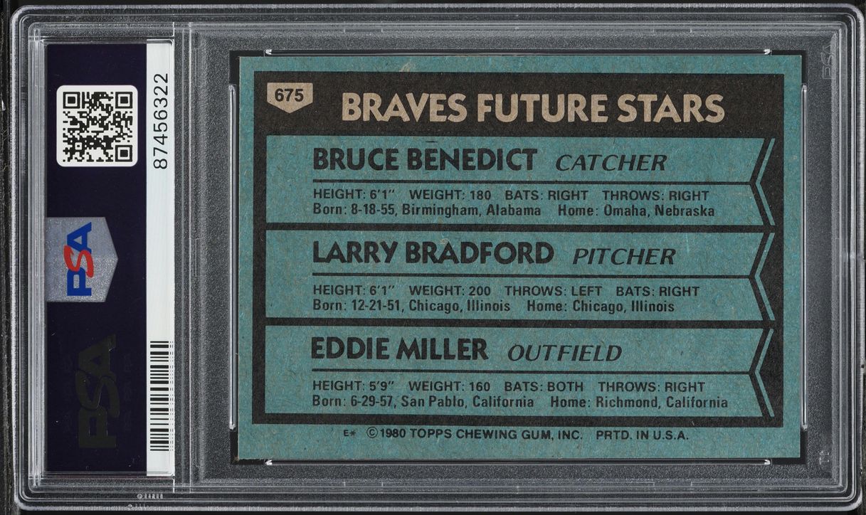 1980 Topps Braves Future Stars #675 PSA 8 NM-MT