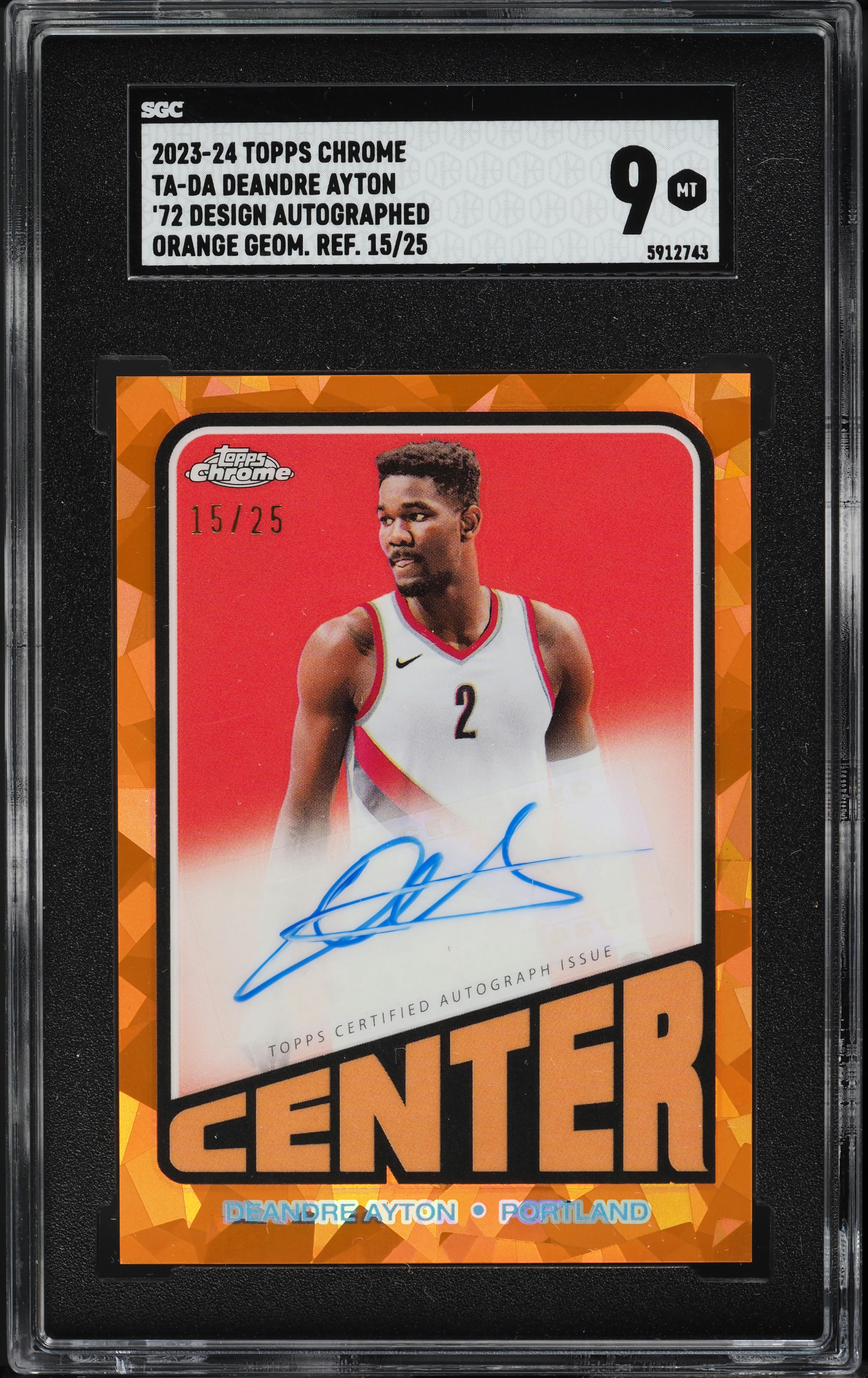 2023 Topps Chrome '72 Design Orange Geometric DeAndre Ayton AUTO