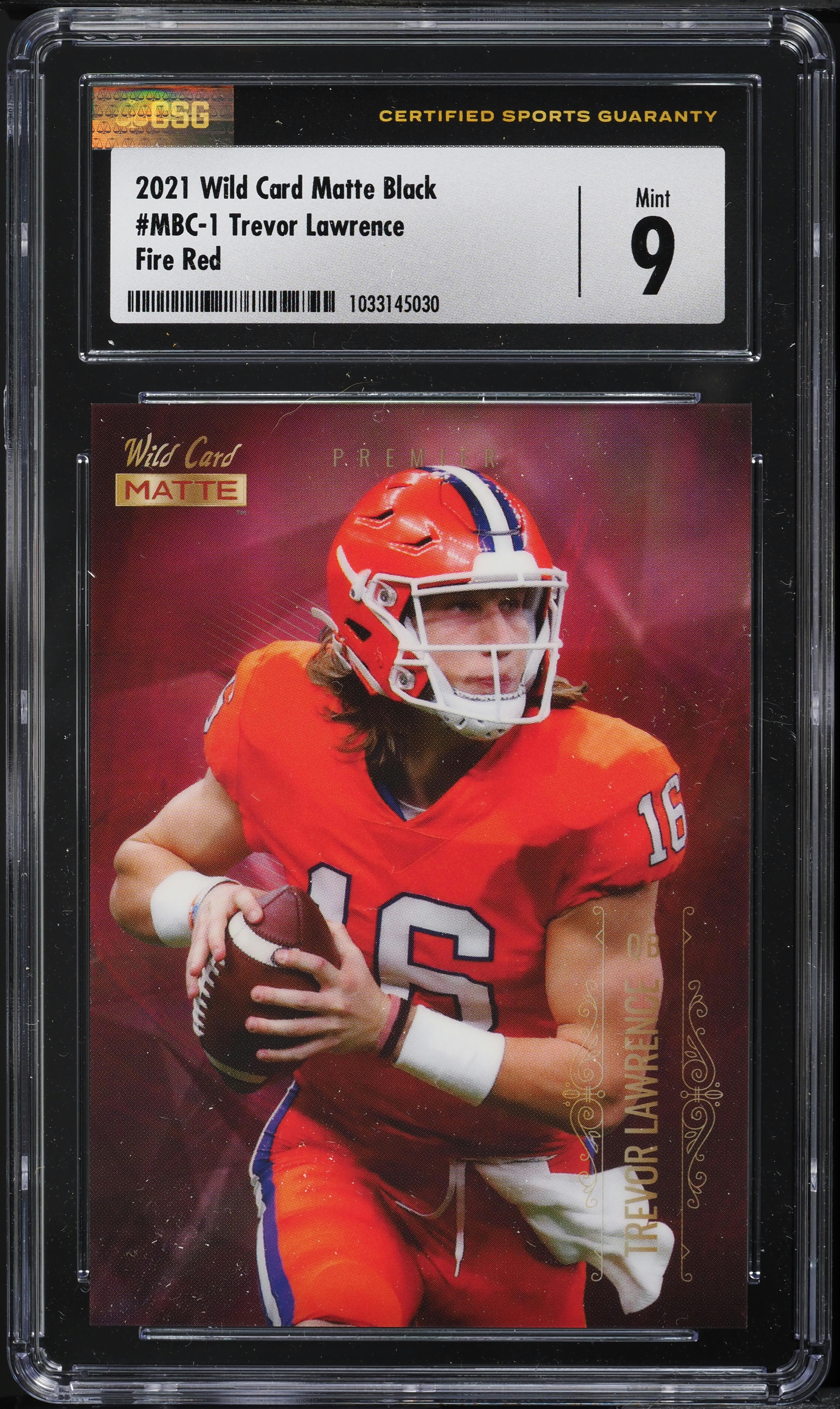 2021 Wild Card Matte Black Fire Red Trevor Lawrence ROOKIE #MBC-1