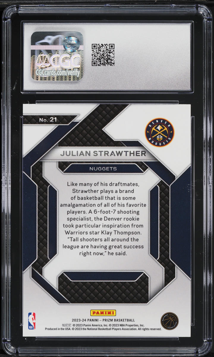2023 Panini Prizm Emergent Julian Strawther ROOKIE #21 CGC 10 GEM MINT