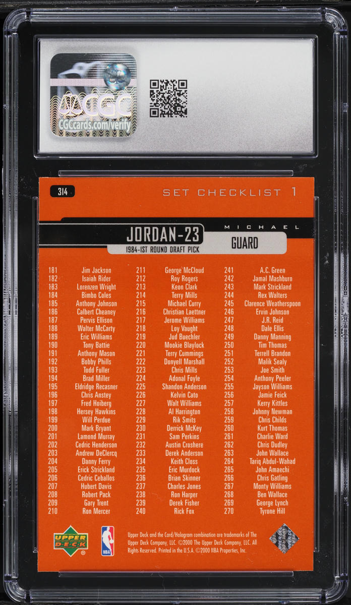 1999 Upper Deck Checklist Michael Jordan #314 CGC 9 MINT