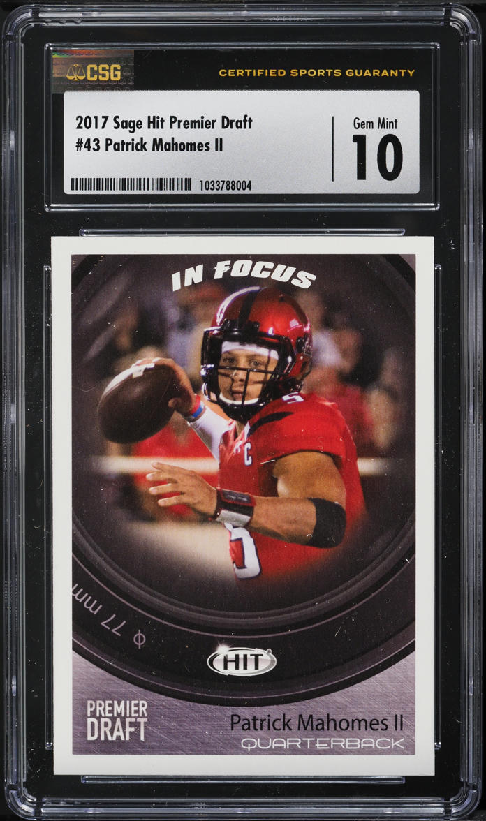 2017 Sage HIT Premier Draft Patrick Mahomes II ROOKIE #43 CSG 10 GEM MINT