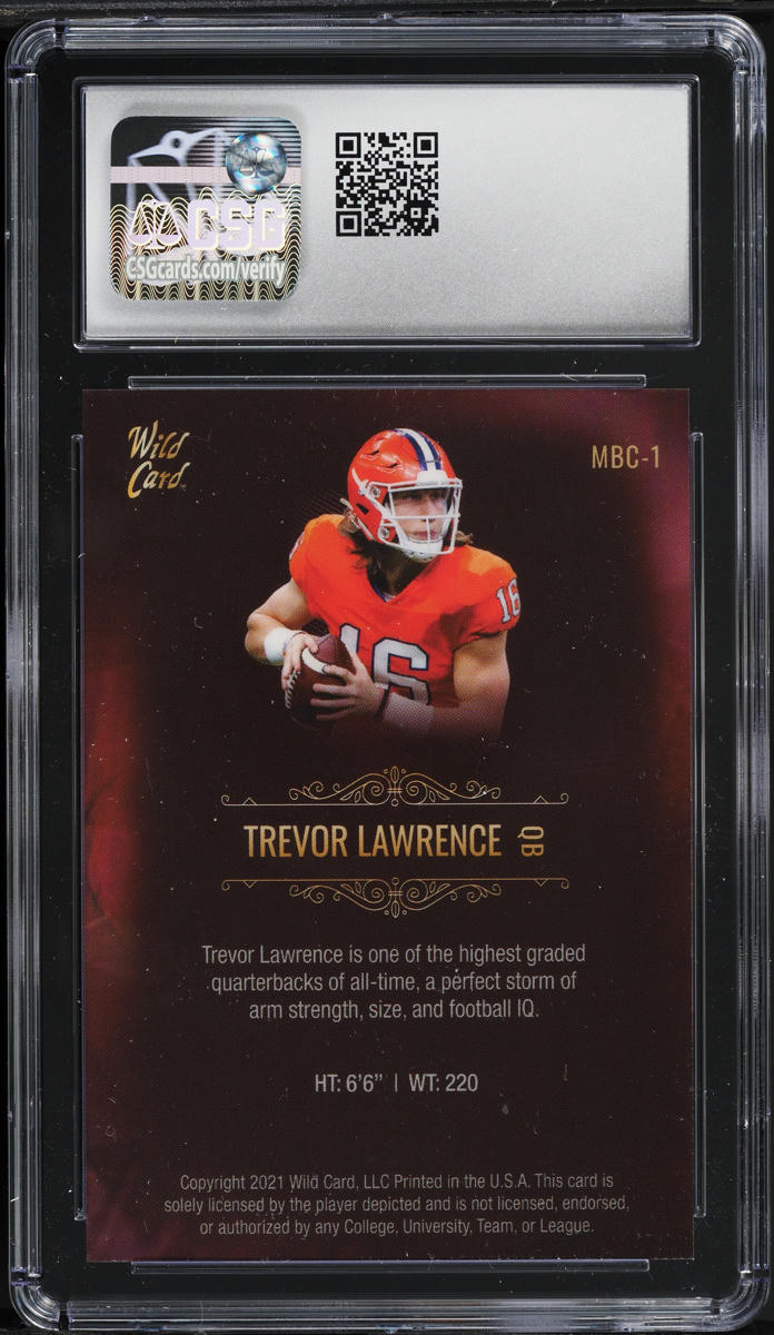 2021 Wild Card Matte Black Fire Red Trevor Lawrence ROOKIE #MBC-1