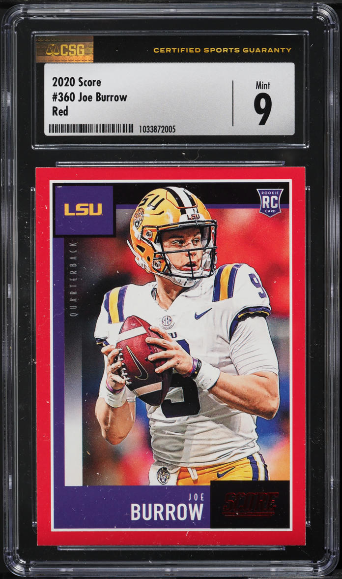 2020 Score Red Joe Burrow ROOKIE #360 CSG 9 MINT