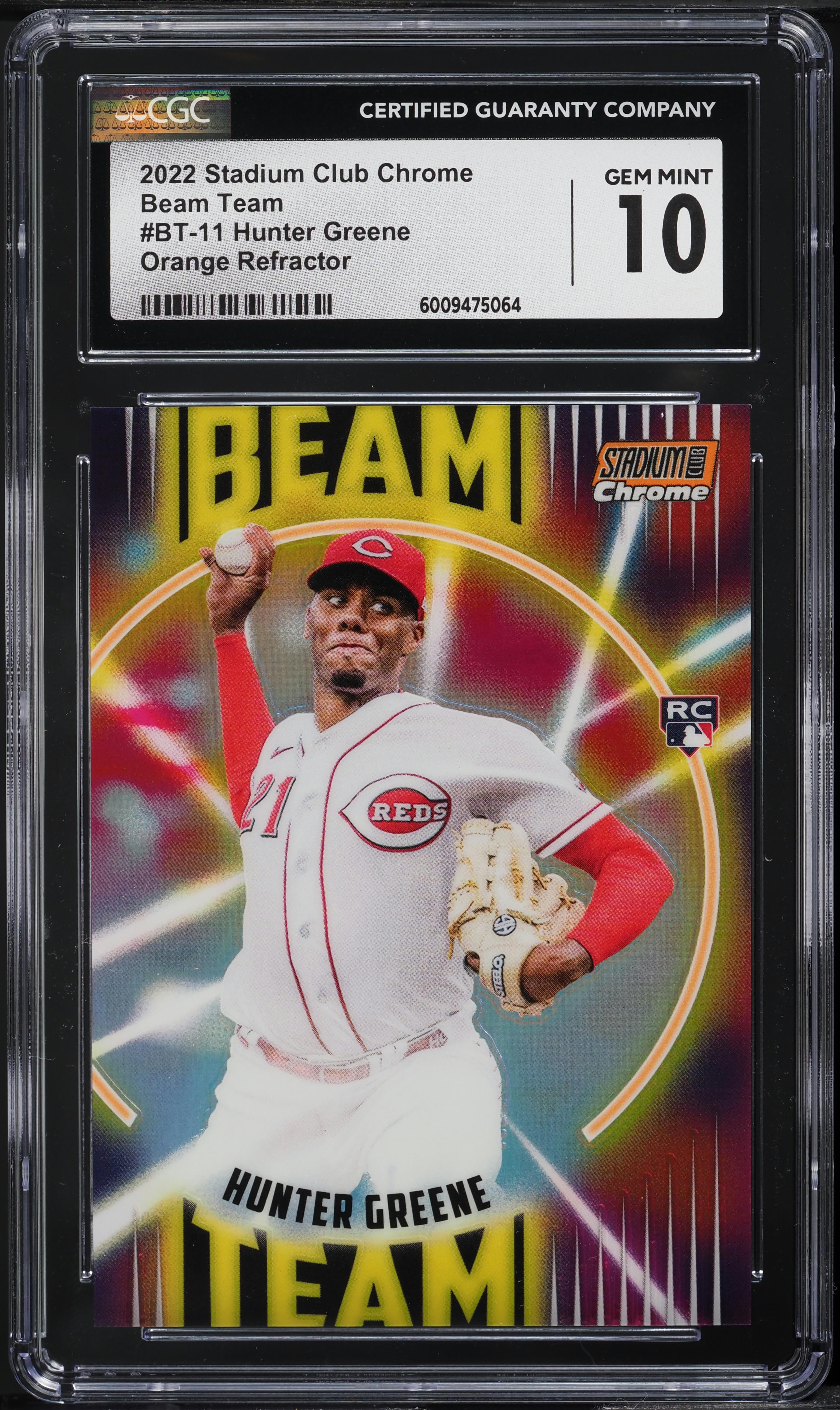 2022 Stadium Club Chrome Orange Refractor Hunter Greene RC /25 CGC