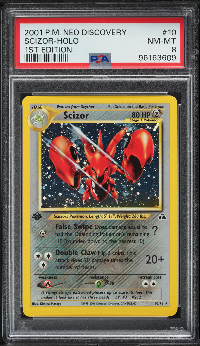 2001 Pokemon Neo Discovery 1st Edition Holo Scizor #10 PSA 8 NM-MT
