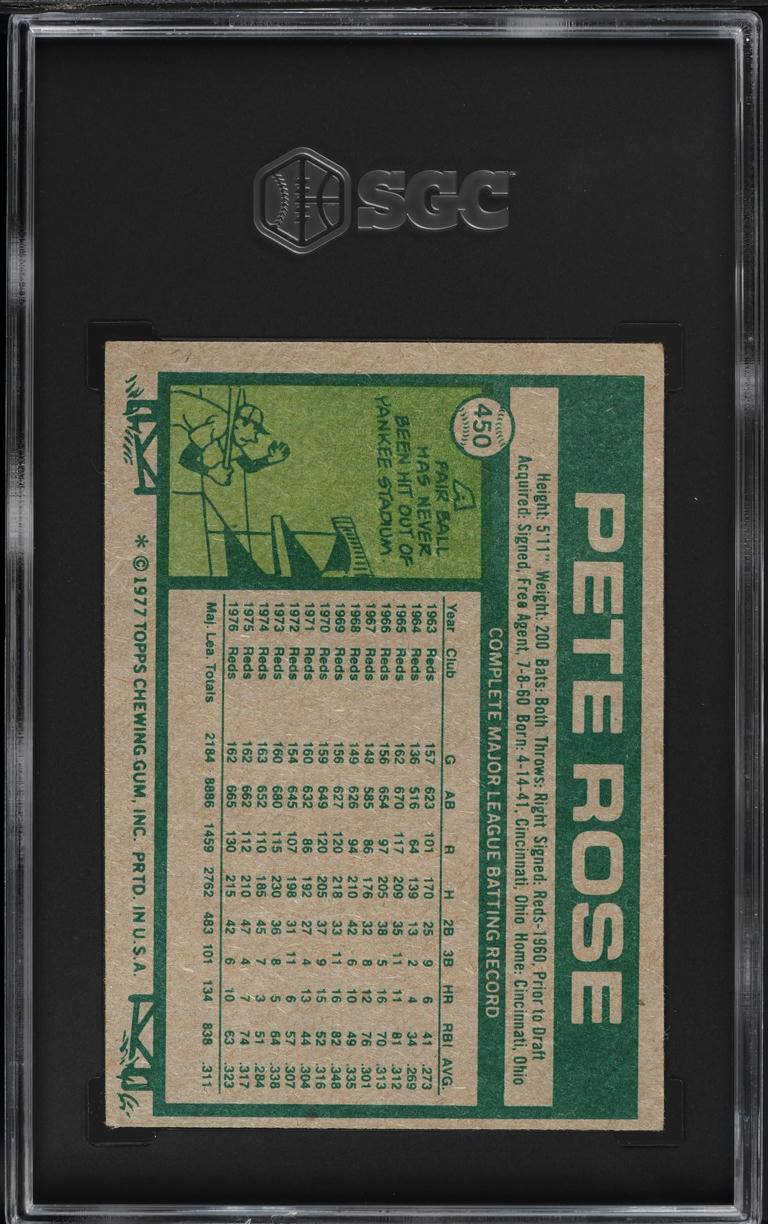 1977 Topps Pete Rose #450 SGC 5 EX