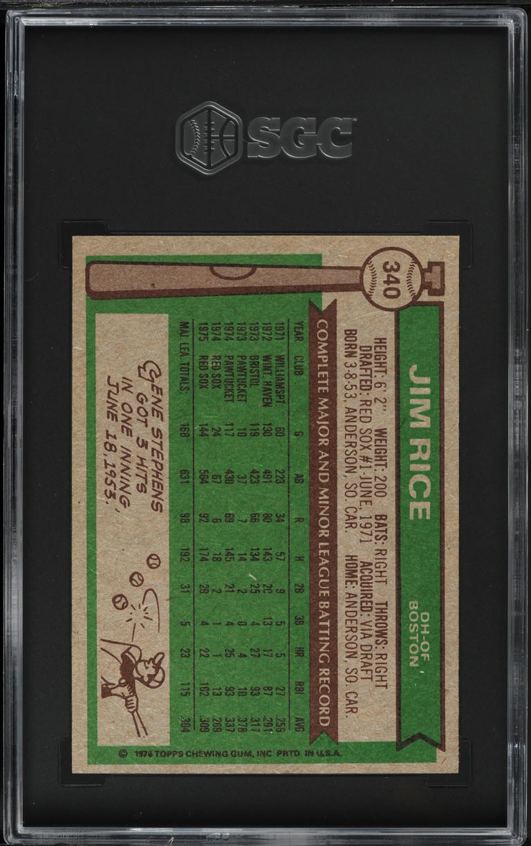 1976 Topps Jim Rice #340 SGC 5 EX