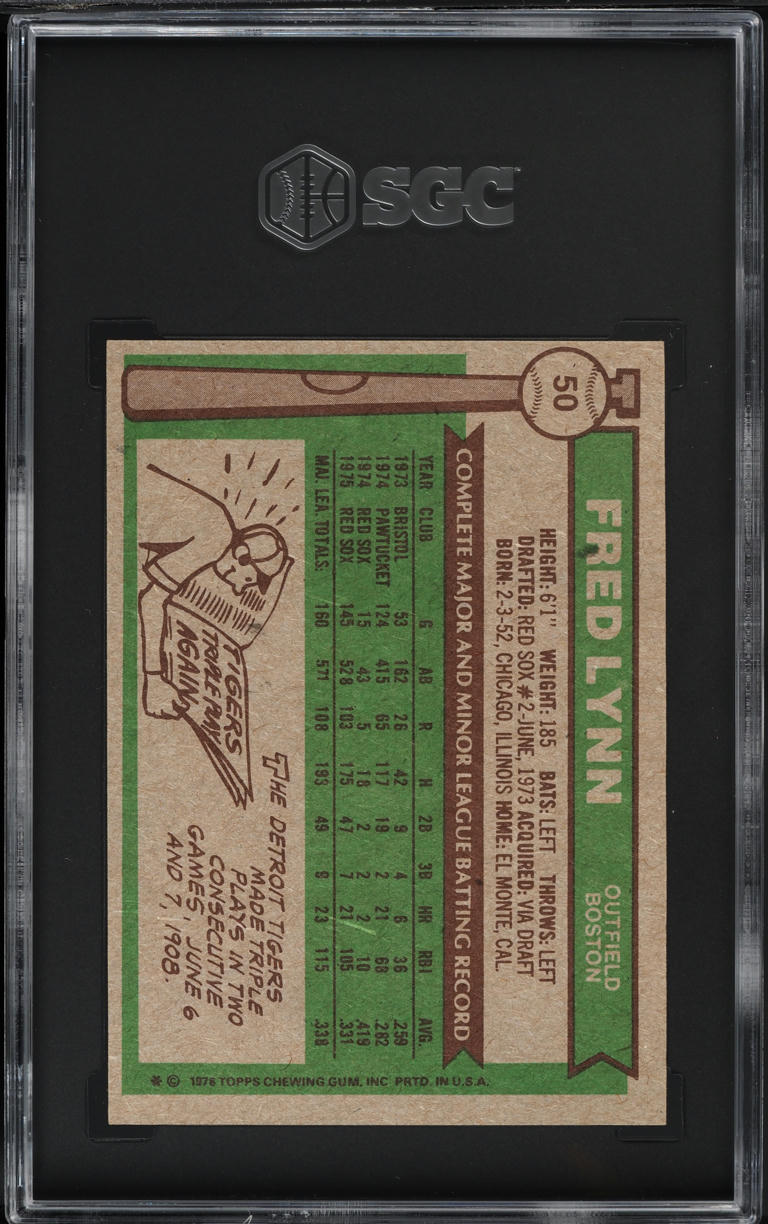 1976 Topps Fred Lynn #50 SGC 7 NRMT