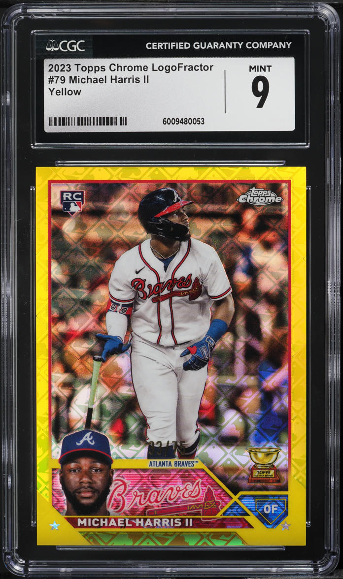 2023 Topps Chrome Logofractor Yellow Michael Harris II ROOKIE /75 #79 CGC 9 MINT