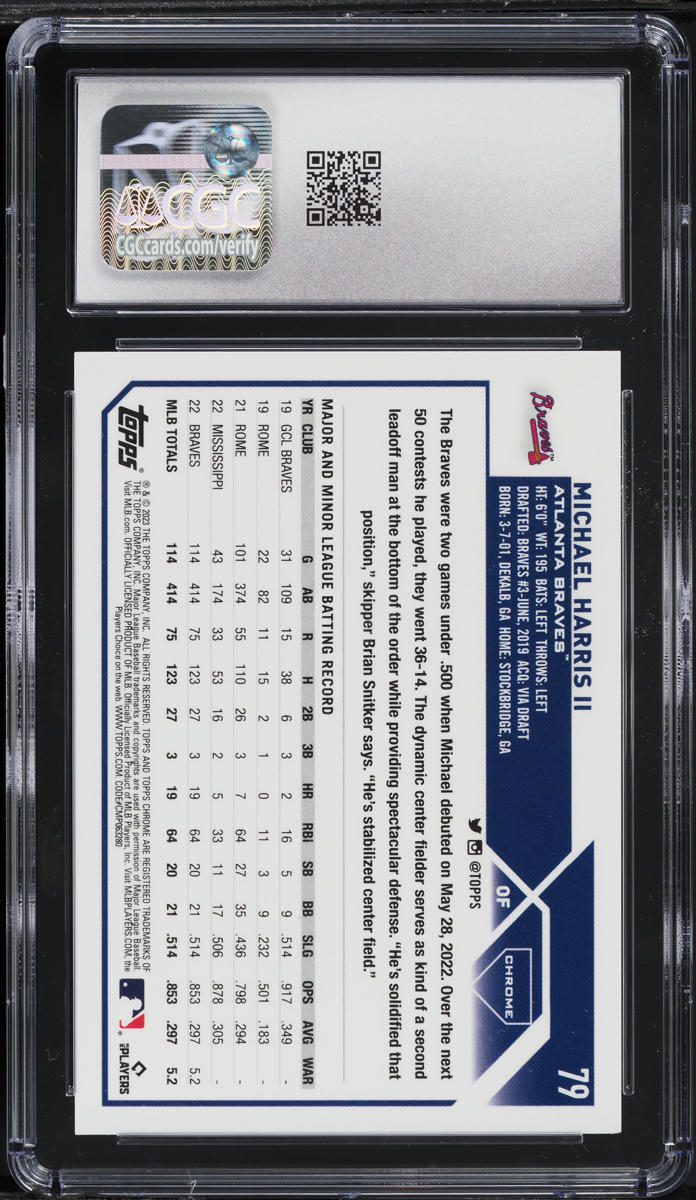 2023 Topps Chrome Logofractor Yellow Michael Harris II ROOKIE /75 #79 CGC 9 MINT