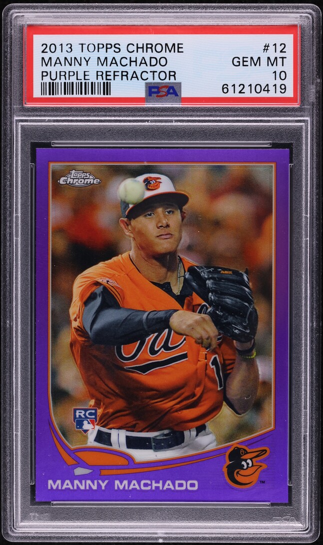 2013 Topps Chrome Purple Refractor Manny Machado ROOKIE #12 PSA 10 GEM MINT