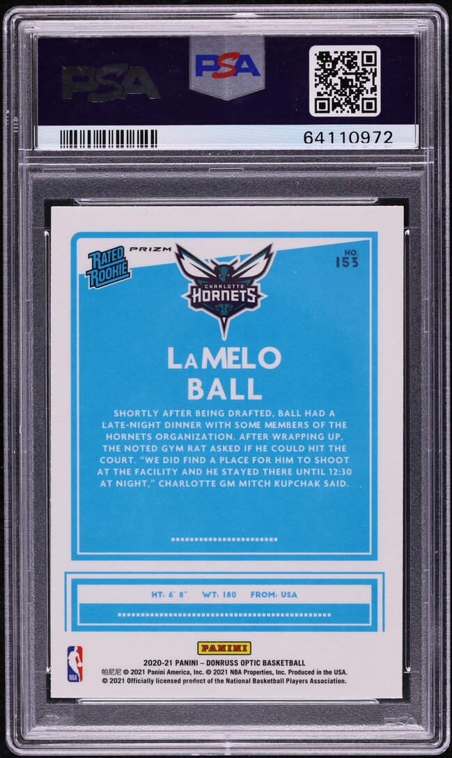 2020 Donruss Optic Purple LaMelo Ball ROOKIE #153 PSA 10 GEM MINT