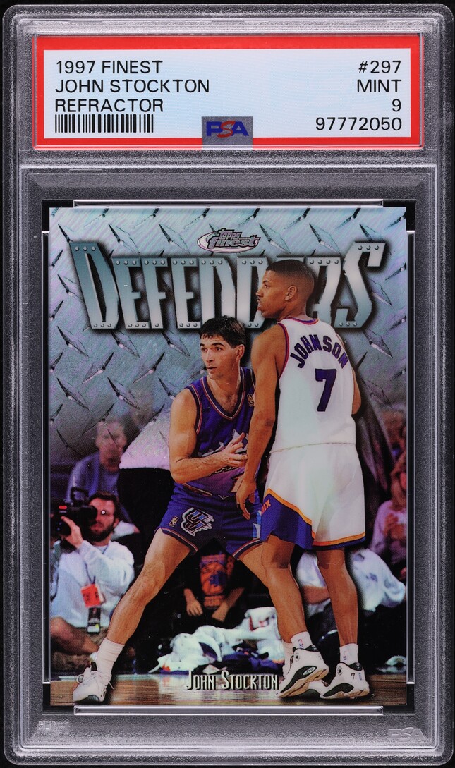 1997 Finest Refractor John Stockton /1090 #297 PSA 9 MINT