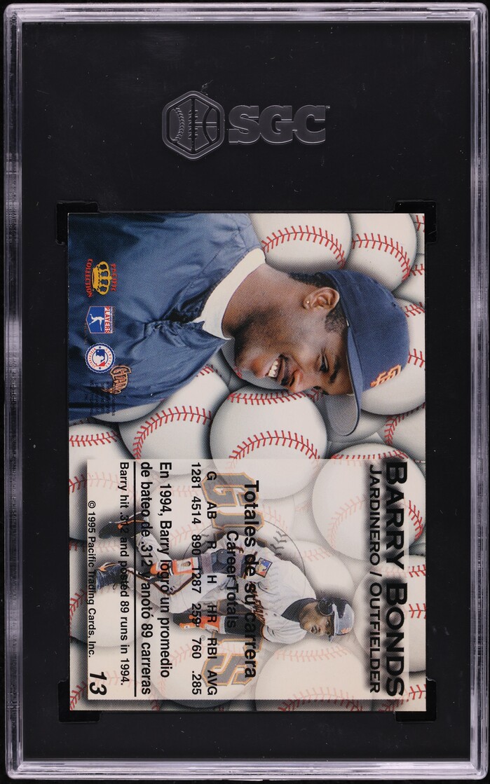 1995 Pacific Gold Prism Barry Bonds #13 SGC 10 GEM MINT