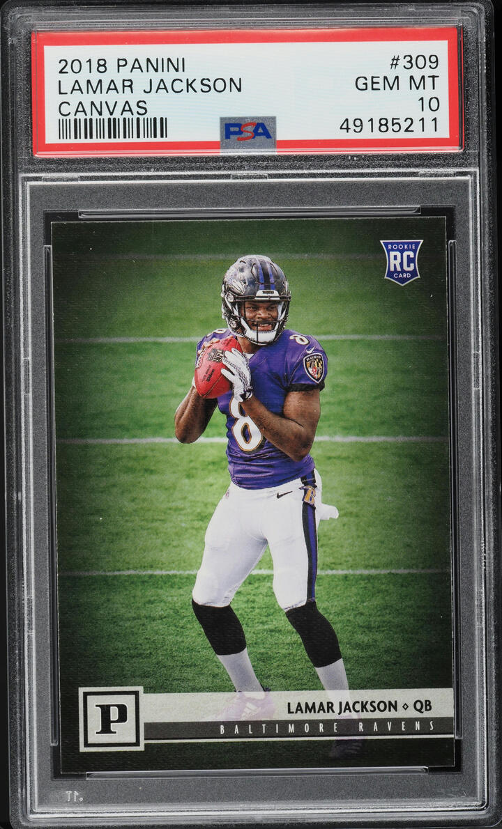 2018 Panini Canvas Lamar Jackson ROOKIE #309 PSA 10 GEM MINT