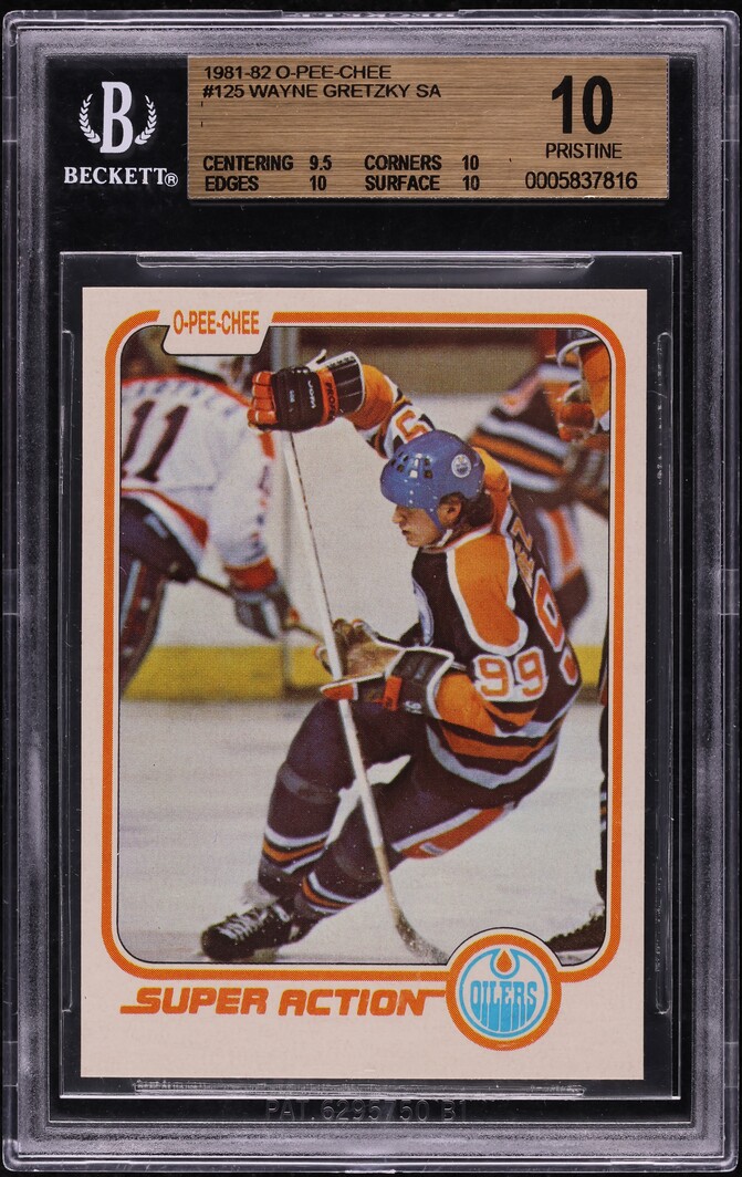 1981 O-Pee-Chee Hockey Wayne Gretzky SUPER ACTION #125 BGS 10 PRISTINE