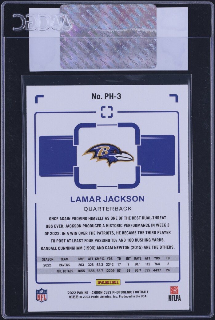 2022 Panini Chronicles Photogenic Lamar Jackson #PH-3 CGC AUTH