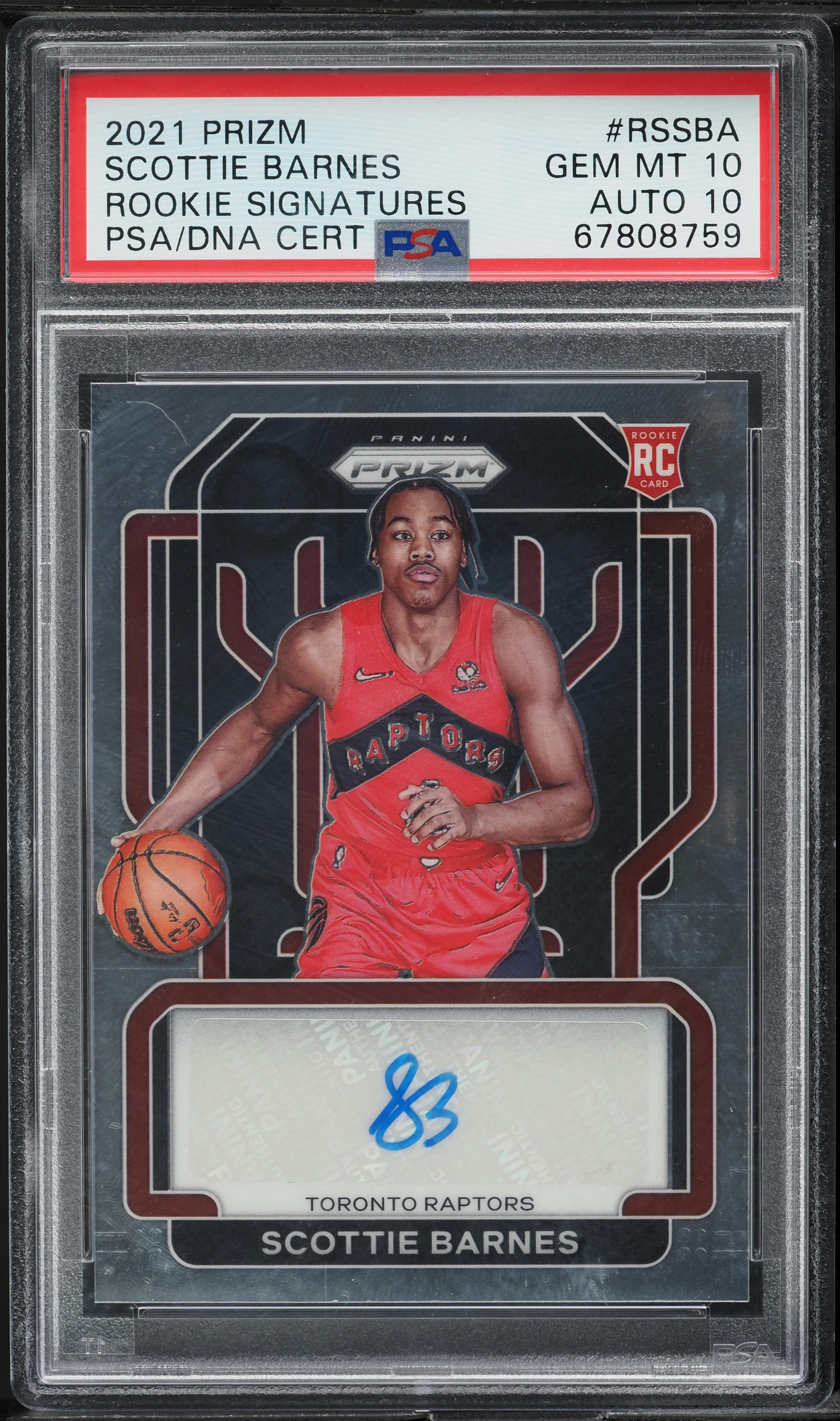 2021 Panini Prizm Scottie Barnes ROOKIE AUTO DNA 10 #RS-SBA PSA 10