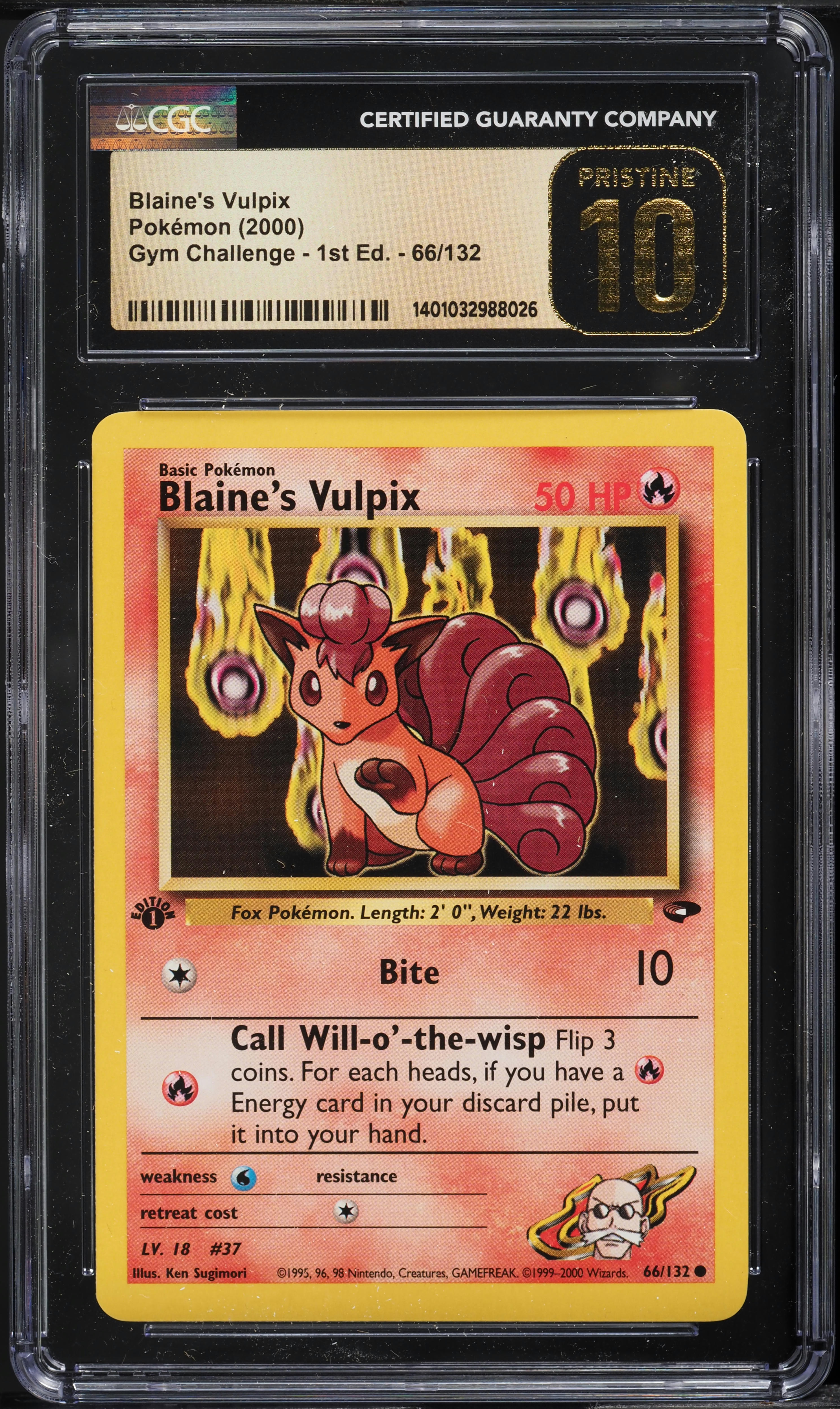 2000 Pokemon Gym Challenge 1st Edition Blaine's Vulpix #66 CGC 10