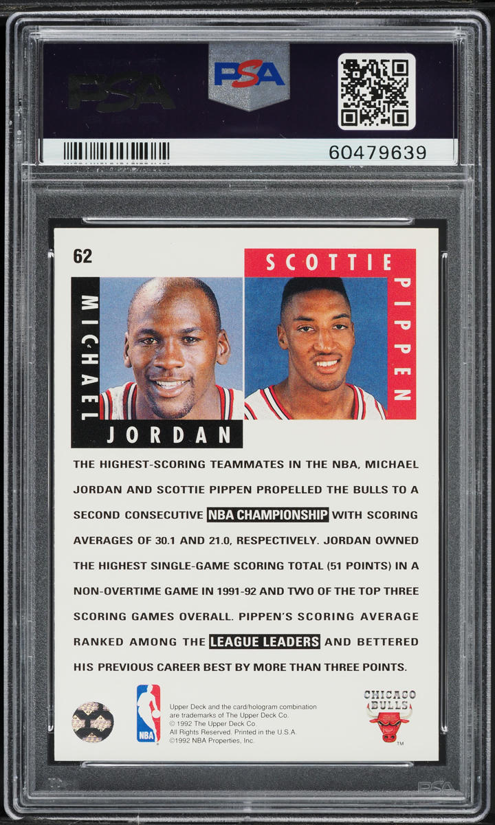 1992 Upper Deck Basketball Michael Jordan & Scottie Pippen #62 PSA