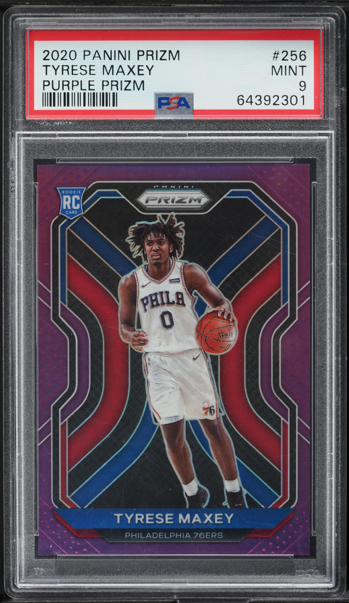 2020 Panini Prizm Purple Tyrese Maxey ROOKIE /99 #256 PSA 9 MINT