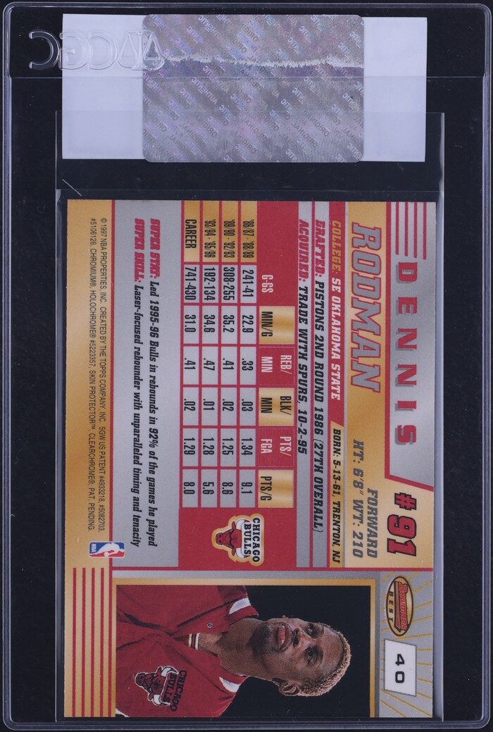 1996 Bowman's Best Dennis Rodman #40 CGC AUTH