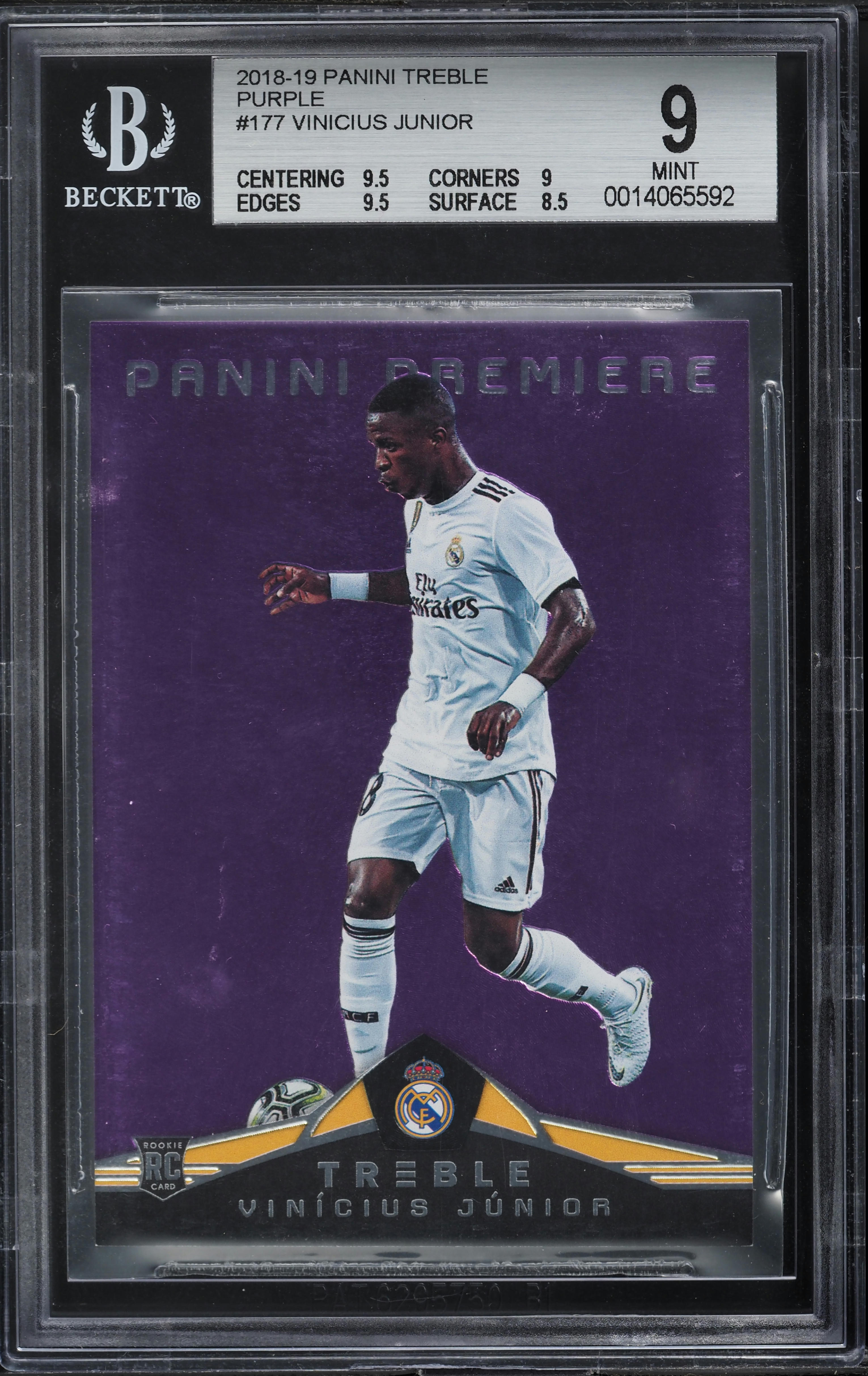 2018 Panini Treble Purple Vinicius Junior ROOKIE /49 #177 BGS 9
