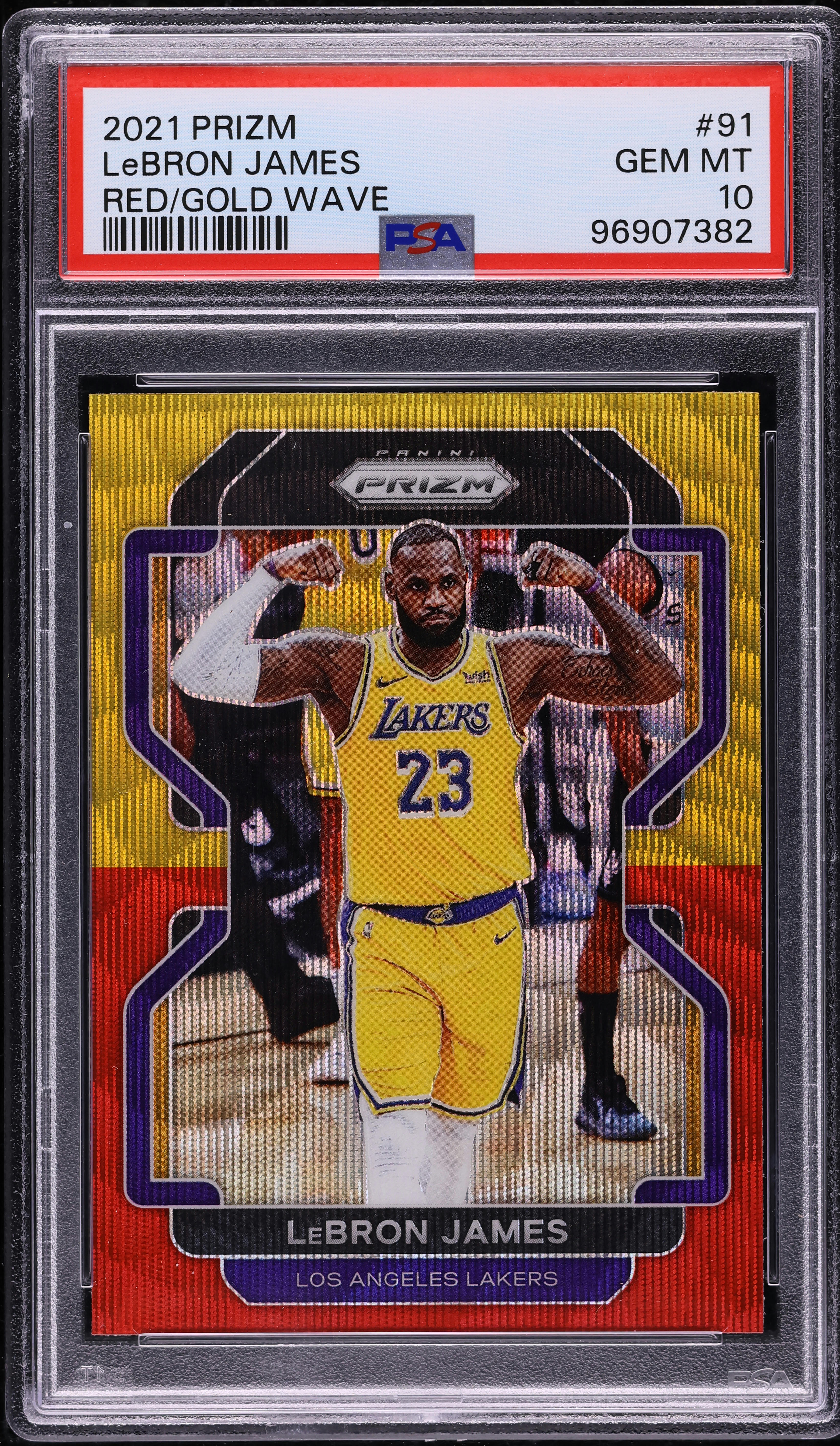 2021 Panini Prizm Red Gold Wave LeBron James #91 PSA 10 GEM MINT