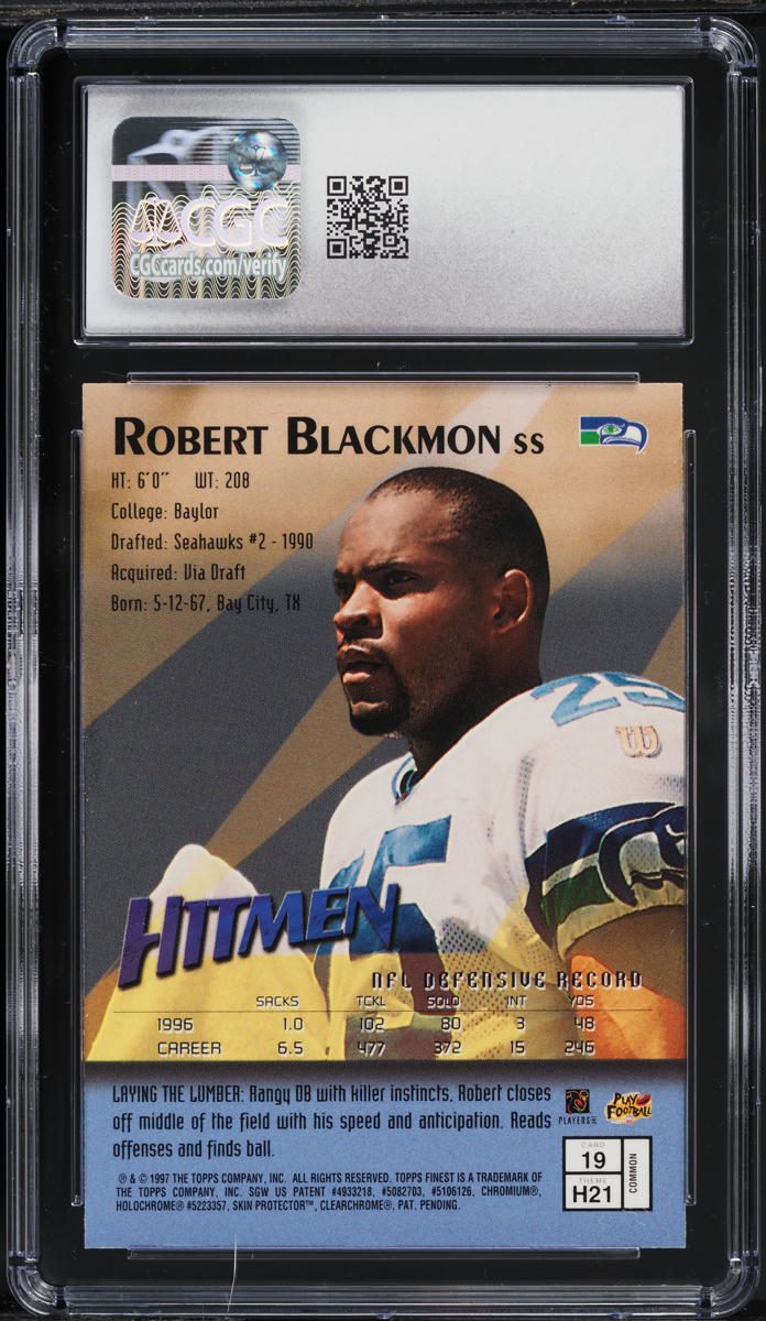 1997 Finest Football w/ Coating Robert Blackmon #19 CGC 8 NM-MT