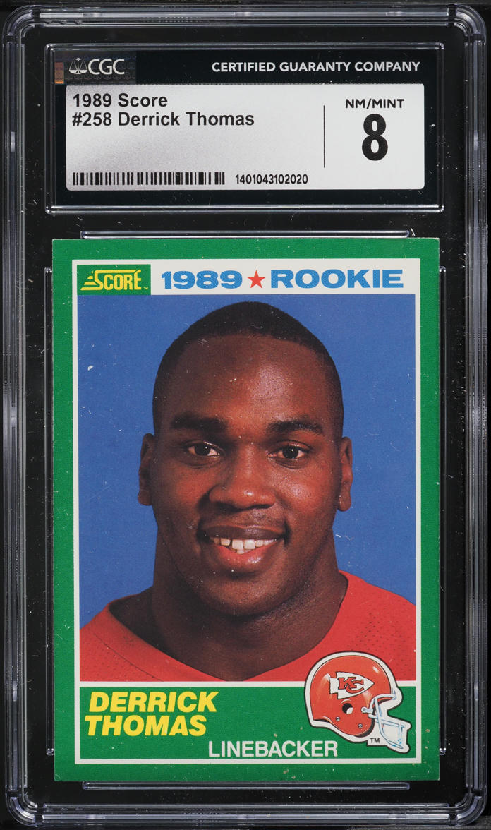 1989 Score Football Derrick Thomas ROOKIE #258 CGC 8 NM-MT