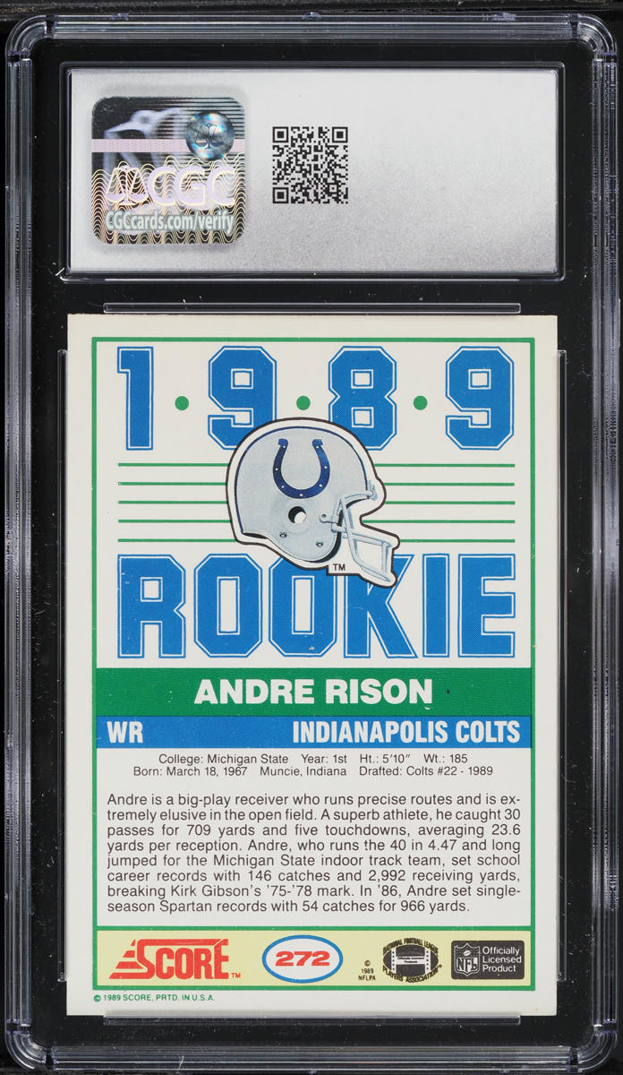 1989 Score Football Andre Rison ROOKIE #272 CGC 7 NRMT