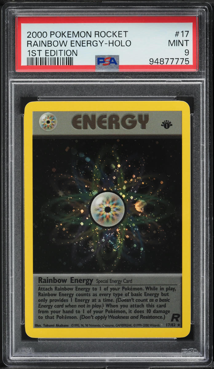 2000 Pokemon Team Rocket 1st Edition Holo Rainbow Energy #17 PSA 9 MINT