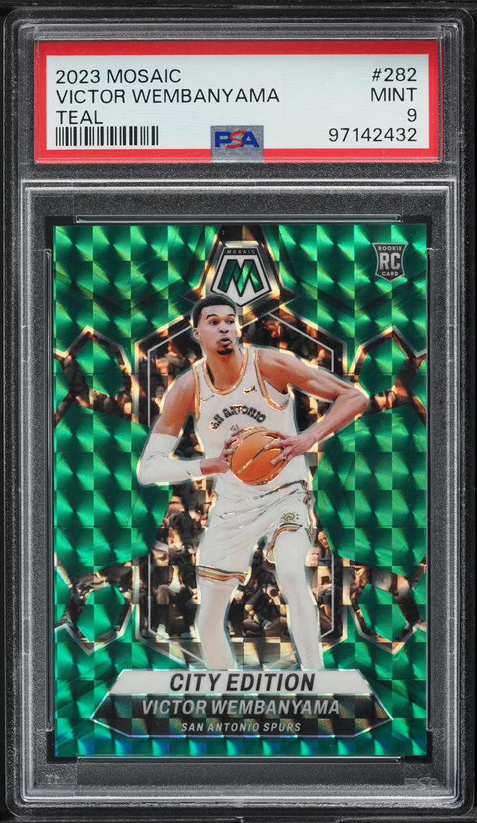 2023 Panini Mosaic Teal Victor Wembanyama ROOKIE /75 #282 PSA 9 MINT