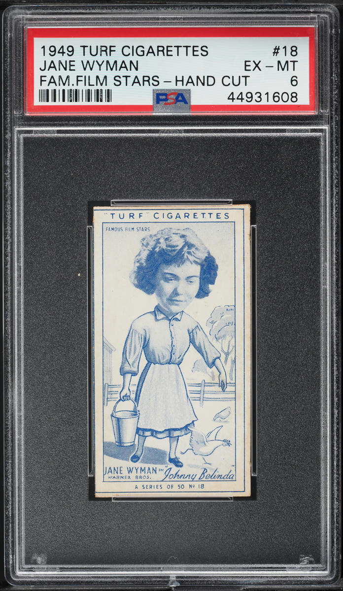 1949 Turf Famous Film Stars Hand Cut Jane Wyman #18 PSA 6 EXMT