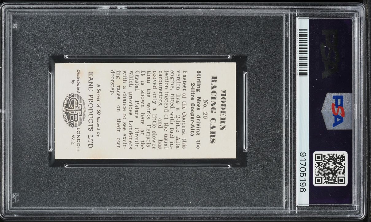1954 Kane Products Ltd. Modern Racing Cars Stirling Moss #20 PSA 6 EXMT