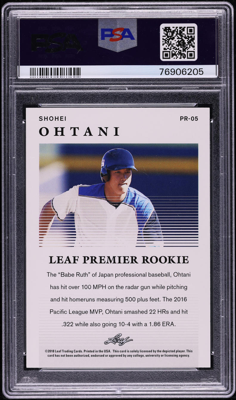 2018 Leaf Premier Gold Shohei Ohtani ROOKIE /100 #PR-05 PSA 10 GEM MINT