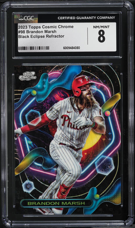 2018 bowman Brandon marsh auto リフ PSA9 2018 Bowman Chrome Gold Shimmer Refractor Brandon Marsh ROOKIE